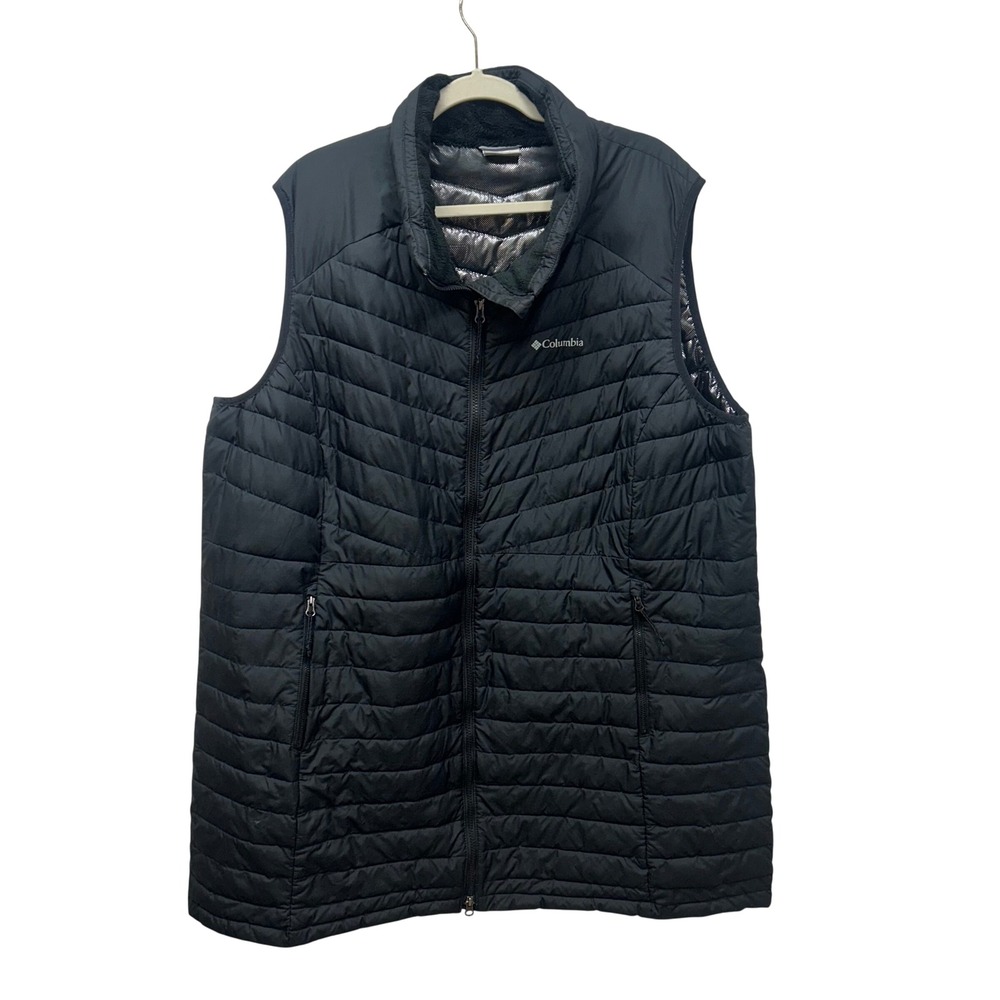 Columbia Omni-Heat Puffer Vest Womens Black Full Zip Quilted Longline 3x - Picture 1 of 10